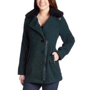 NEW Steve Madden Forest Green Asymmetrical Zip Coat